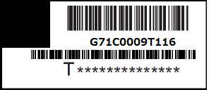 exemplu de etichetă cu număr de catalog și număr de serie